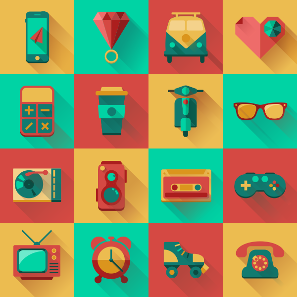 Flat Hipster Icons Design Pack